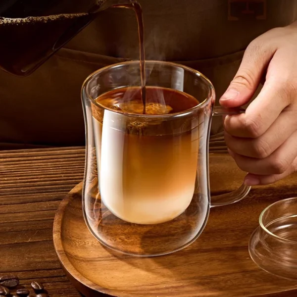YWDL 1/2/4PCS Double Wall Glass Cup Clear Coffee Mug With Handle For Hot Cold Beverage Milk Juice Drinkware Set 220/300/400ml 2