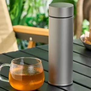 Business Pure Titanium Thermos Cup With Tea Bin,Double Layer Vacuum Flasks,Sandblast Drinkware,Car,Office Water Bottle,450ml 1
