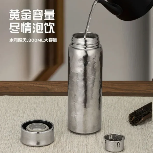 200/300ml pure titanium thermos with filter, double layer vacuum flasks,drinkware, holiday gifts, portable student water bottle 5