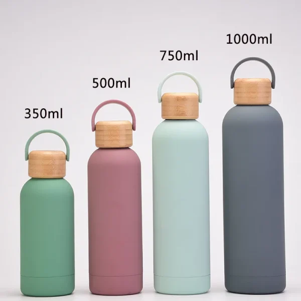 500ML Small Mouth Sports THERMOS CUP With Bamboo Handle Lid,Stainless Steel Vacuum Flasks,Drinkware,Outdoor Travel WATER BOTTLE 3