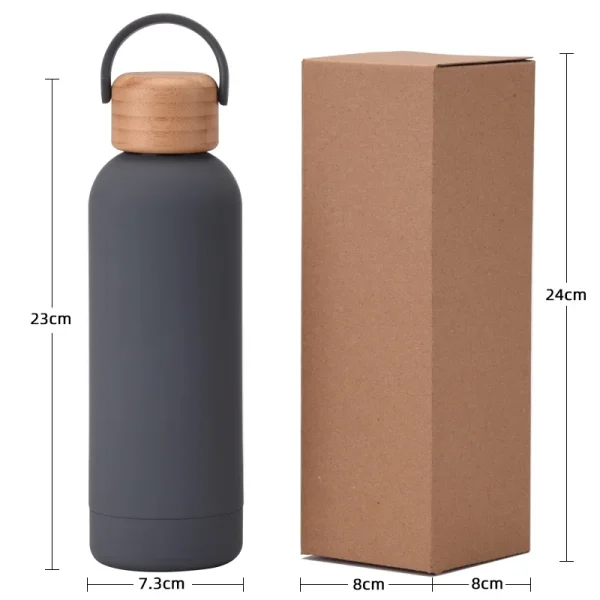 500ML Small Mouth Sports THERMOS CUP With Bamboo Handle Lid,Stainless Steel Vacuum Flasks,Drinkware,Outdoor Travel WATER BOTTLE 4
