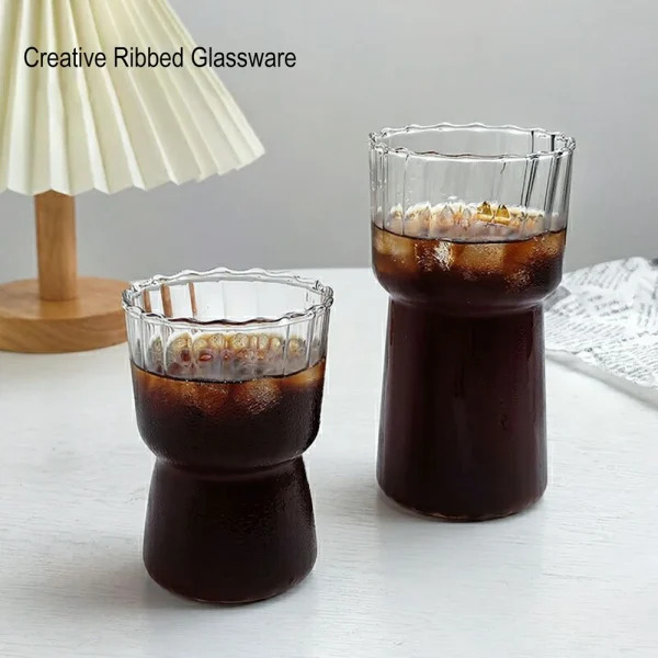 Ripple Wave Shape Glass Cup Water Bottle Heat-resistant Beer Drinkware Tea Mug Coffee Juice Milk Tea Home Cafe Drinkware 3