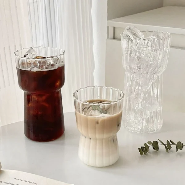 Ripple Wave Shape Glass Cup Water Bottle Heat-resistant Beer Drinkware Tea Mug Coffee Juice Milk Tea Home Cafe Drinkware 4