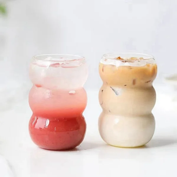 Ripple Wave Shape Glass Cup Water Bottle Heat-resistant Beer Drinkware Tea Mug Coffee Juice Milk Tea Home Cafe Drinkware 5