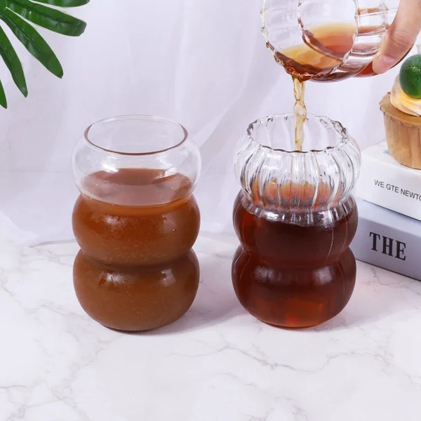 Ripple Wave Shape Glass Cup Water Bottle Heat-resistant Beer Drinkware Tea Mug Coffee Juice Milk Tea Home Cafe Drinkware 6