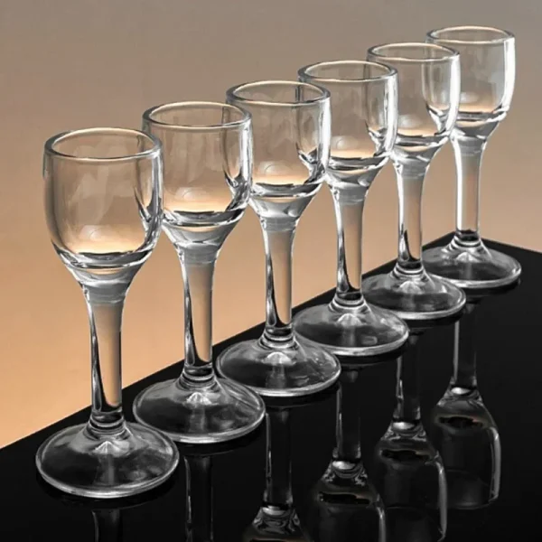 25ml 6PCS Goblet Glass Cup Set Lead-Free Glass Shot Glasses with Stem Liquor Glass Sets for Drinkware Wedding Family Bar Party 5