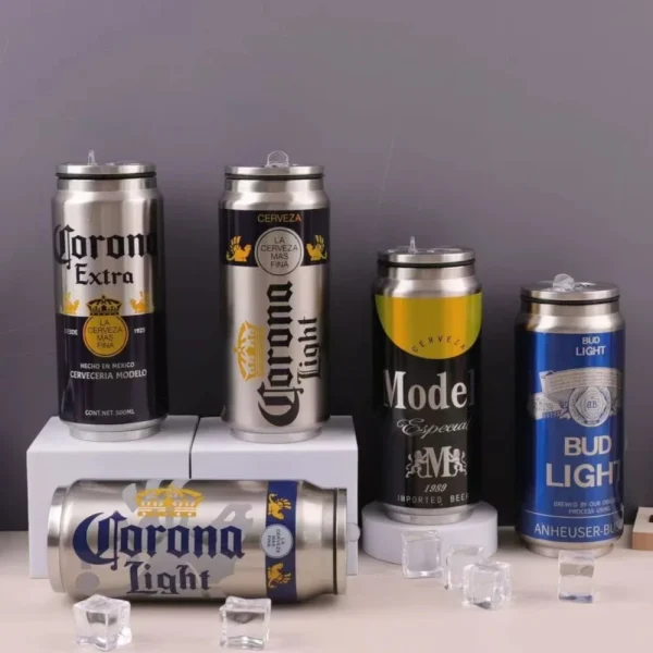 500ML Thermos Beer Bottle SUS Stainless Steel BEER Cold Keeper with Straw Cola Can Termos Para Cafe Drinkware Garrafa Térmica 1
