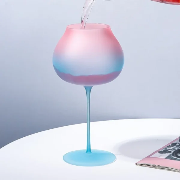 Pink Blue Gradient Big-bellied Cup Crystal Candy Color Wine Glass Whiskey Cocktail Champagne Goblet Household Drinkware Barware 2