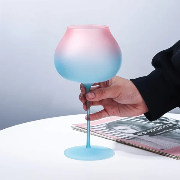 Pink Blue Gradient Big-bellied Cup Crystal Candy Color Wine Glass Whiskey Cocktail Champagne Goblet Household Drinkware Barware 3