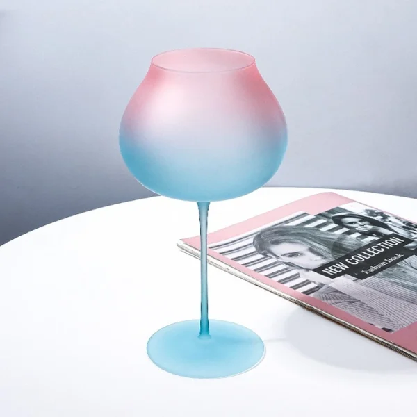 Pink Blue Gradient Big-bellied Cup Crystal Candy Color Wine Glass Whiskey Cocktail Champagne Goblet Household Drinkware Barware 4
