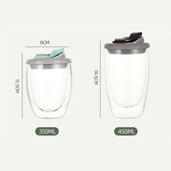 Double Wall Insulated Glass Cup With Lid Clear Espresso Coffee Mug Handmade Beer Mug Tea Milk Glass Whiskey Glass Cups Drinkware 6