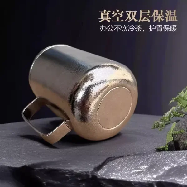 350ml Pure Titanium Office Thermos Cup With Handle,Double-layer Vacuum Drinkware,Business Gift,Health-preserving Water Cup/Mug 4