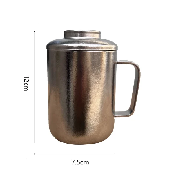 350ml Pure Titanium Office Thermos Cup With Handle,Double-layer Vacuum Drinkware,Business Gift,Health-preserving Water Cup/Mug 6