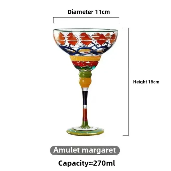 Handmade Colorful Margarita & Champagne Cocktail Glasses Set Creative Design for Home Bar Wedding Party Elegant Unique Drinkware 6