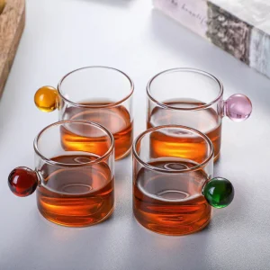 110ML Glass Cup Heat Resistant Espresso Cup Milk Sauce Jug Glass Ball Handle Teacup Wine Beer Glass Breakfast Cup Drinkware 1