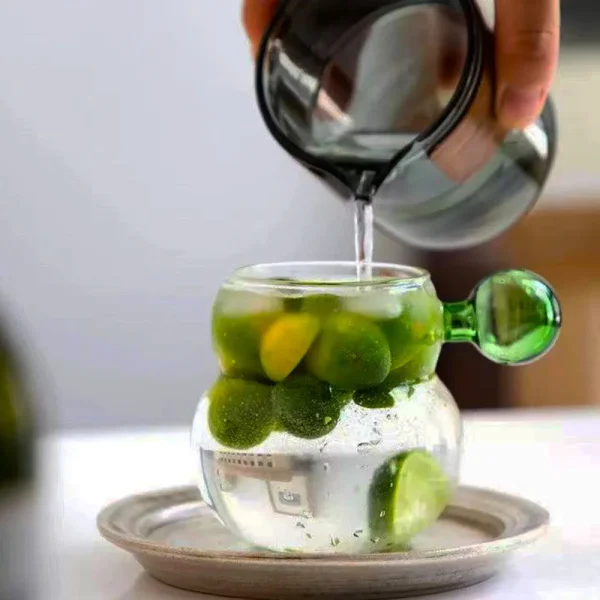 110ML Glass Cup Heat Resistant Espresso Cup Milk Sauce Jug Glass Ball Handle Teacup Wine Beer Glass Breakfast Cup Drinkware 4