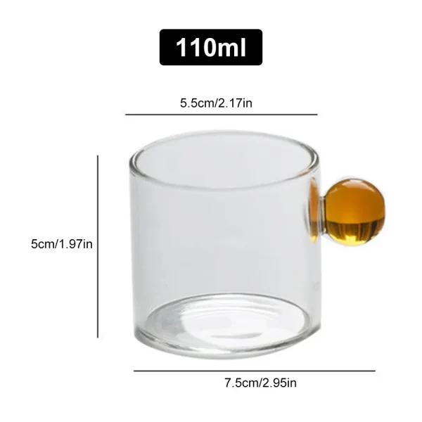 110ML Glass Cup Heat Resistant Espresso Cup Milk Sauce Jug Glass Ball Handle Teacup Wine Beer Glass Breakfast Cup Drinkware 6