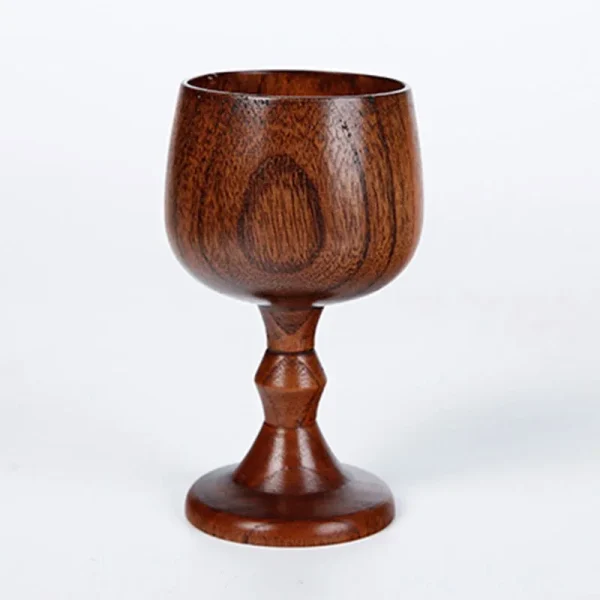 Handmade Natural Spruce wood Goblet Cup Environmental Classical Wine Glass Round Red Wine Teapcup Solid Wooden Goblets Drinkware 2