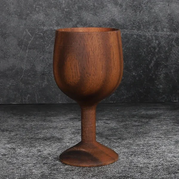 Handmade Natural Spruce wood Goblet Cup Environmental Classical Wine Glass Round Red Wine Teapcup Solid Wooden Goblets Drinkware 3