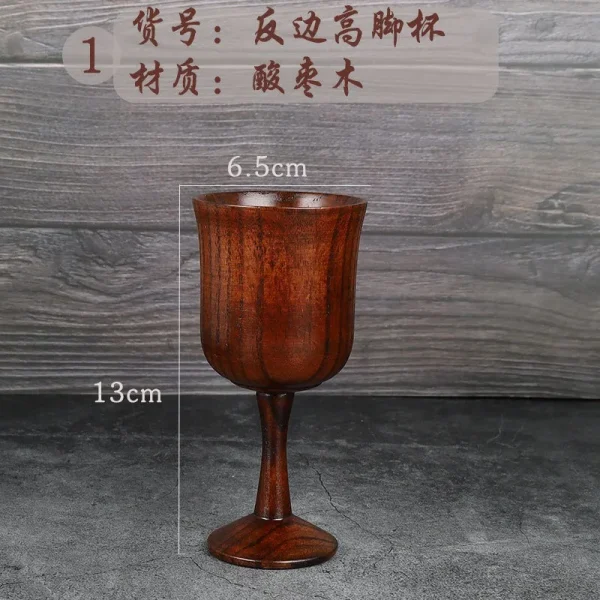 Handmade Natural Spruce wood Goblet Cup Environmental Classical Wine Glass Round Red Wine Teapcup Solid Wooden Goblets Drinkware 6