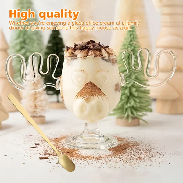 200ML Christmas Elk Glass Cup Cute Reindeer Clear Glass Mug Hot Cold Drink Cup Creative Moose Holiday Drinkware Decoration 3
