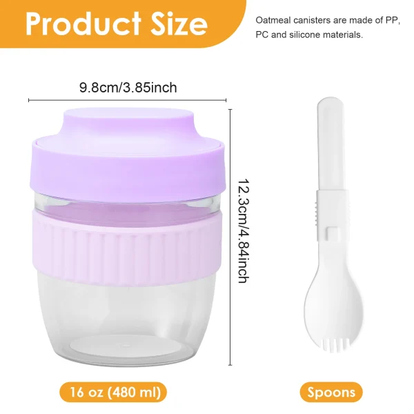 Double Layer Overnight Oats Container with Lid and Spoon Reusable Overnight Oats Jars Leakproof  drinkware coffee cup tea set 3
