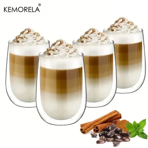 KEMORELA 2/4PCS Double Cup Latte Macchiato Glass For Coffee Cup Latte Ice Cream American Coffee Juice Beer Restaurant Drinkware 1