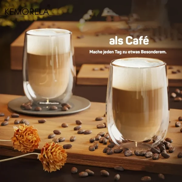 KEMORELA 2/4PCS Double Cup Latte Macchiato Glass For Coffee Cup Latte Ice Cream American Coffee Juice Beer Restaurant Drinkware 5
