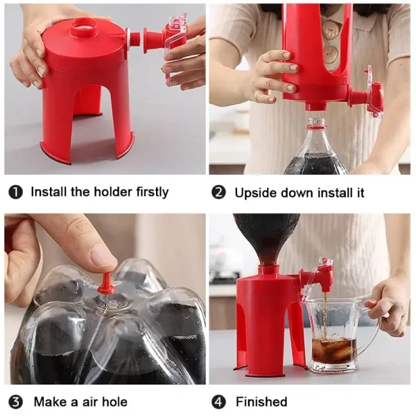 Soda Dispenser Coke Bottle Inverted Carbonated Beverage Upside Down Drinking Water Dispense Machine Home Party Pub Bar Drinkware 2