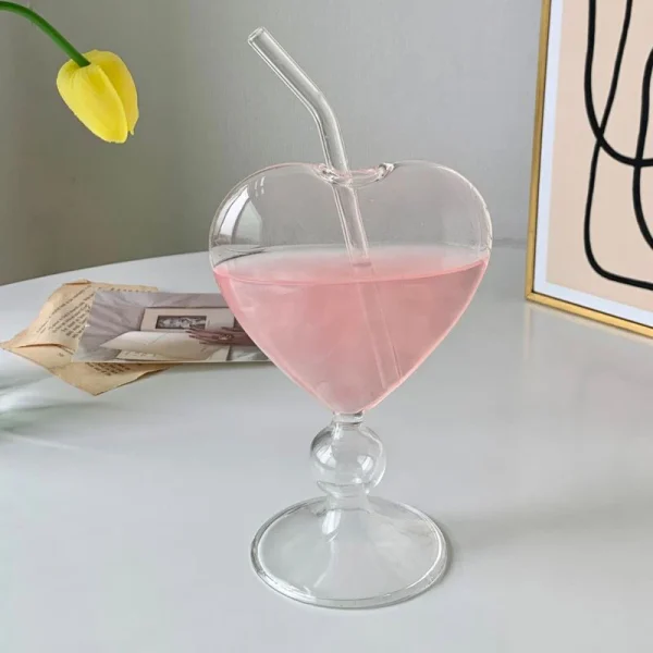 Heart Love Shaped Glass Mug Without Straw Couple Cups Cocktail Glass Cup Tea Beer Mugs Milk Coffee Cup Gift Drinkware 1