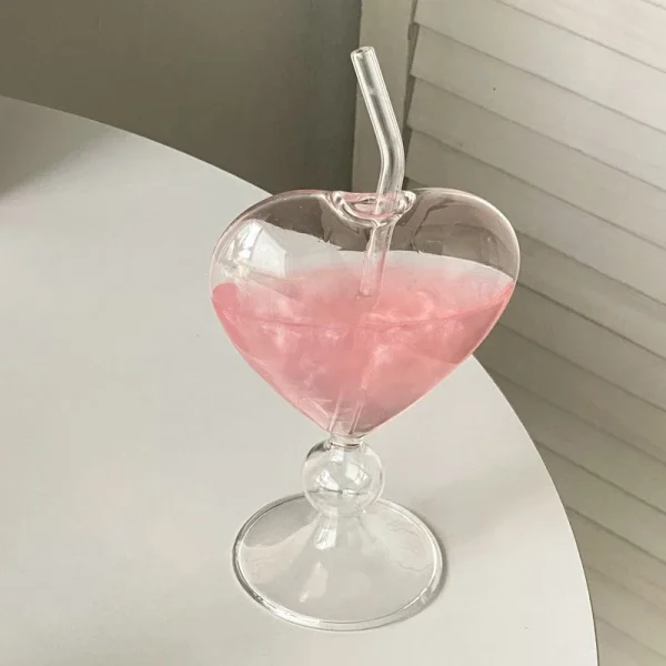 Heart Love Shaped Glass Mug Without Straw Couple Cups Cocktail Glass Cup Tea Beer Mugs Milk Coffee Cup Gift Drinkware 2