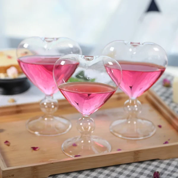 Heart Love Shaped Glass Mug Without Straw Couple Cups Cocktail Glass Cup Tea Beer Mugs Milk Coffee Cup Gift Drinkware 3