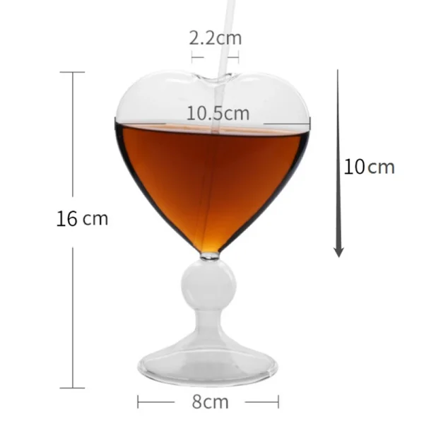 Heart Love Shaped Glass Mug Without Straw Couple Cups Cocktail Glass Cup Tea Beer Mugs Milk Coffee Cup Gift Drinkware 6