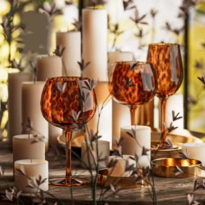 Amber Leopard Print Handmade Red Wine Glass Crystal Burgundy Bordeaux Goblet Art Apple Cup Whiskey Glass Cup Drinkware 1