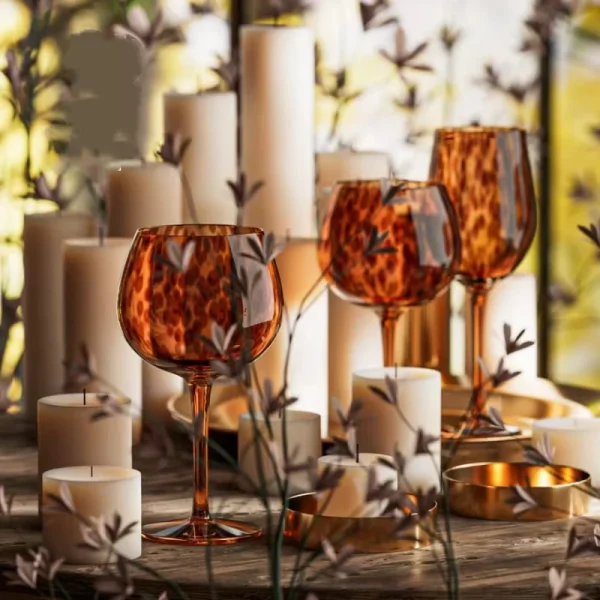 Amber Leopard Print Handmade Red Wine Glass Crystal Burgundy Bordeaux Goblet Art Apple Cup Whiskey Glass Cup Drinkware 1
