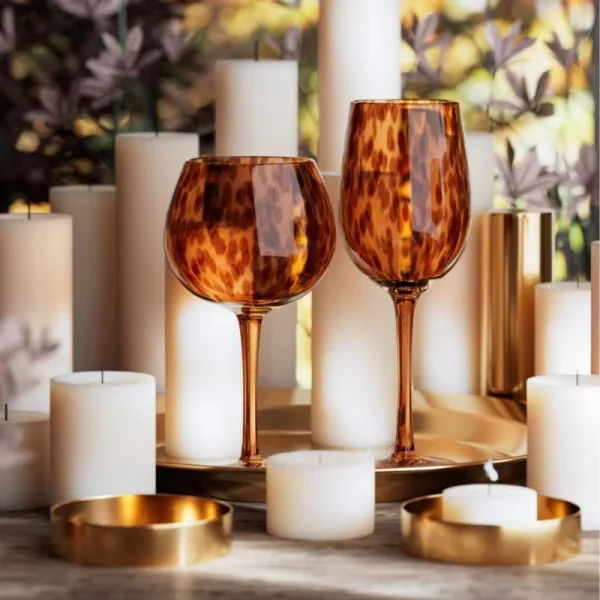 Amber Leopard Print Handmade Red Wine Glass Crystal Burgundy Bordeaux Goblet Art Apple Cup Whiskey Glass Cup Drinkware 4