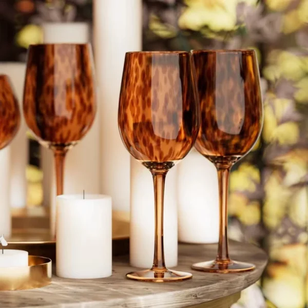 Amber Leopard Print Handmade Red Wine Glass Crystal Burgundy Bordeaux Goblet Art Apple Cup Whiskey Glass Cup Drinkware 5