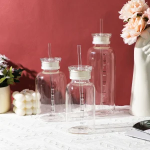 1pc - Large Capacity Glass Cup, Glass Cup With Time Scale, Transparent Tea Cup, Water Cup, Drinkware For Restaurants 1