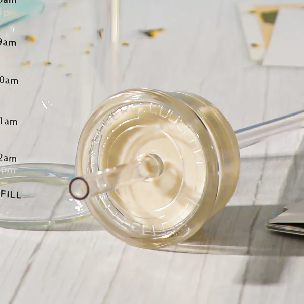 1pc - Large Capacity Glass Cup, Glass Cup With Time Scale, Transparent Tea Cup, Water Cup, Drinkware For Restaurants 3