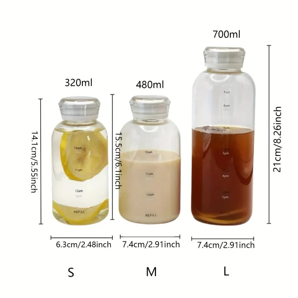 1pc - Large Capacity Glass Cup, Glass Cup With Time Scale, Transparent Tea Cup, Water Cup, Drinkware For Restaurants 4