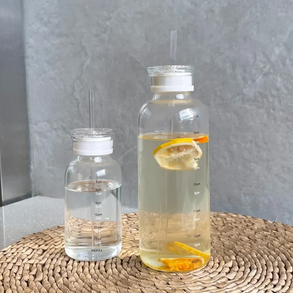 1pc - Large Capacity Glass Cup, Glass Cup With Time Scale, Transparent Tea Cup, Water Cup, Drinkware For Restaurants 5