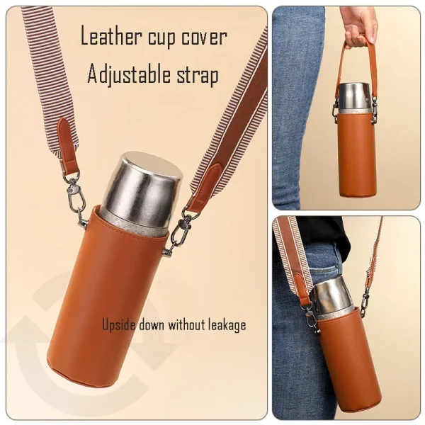 500ml Thermos Cup With Bouncing Inner Cap,Double Layer Pure Titanium Vacuum Flasks,Bacteriostatic Drinkware,Travel Water Bottle 2