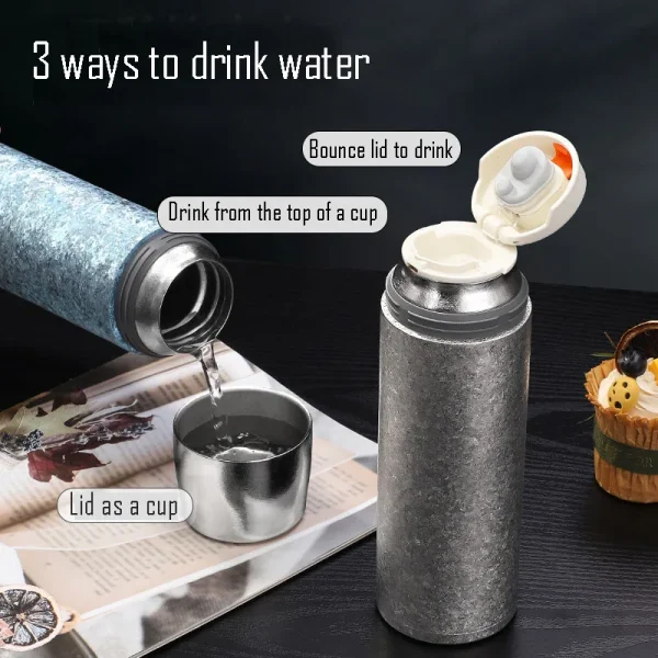500ml Thermos Cup With Bouncing Inner Cap,Double Layer Pure Titanium Vacuum Flasks,Bacteriostatic Drinkware,Travel Water Bottle 5