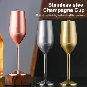 220ml Stainless Steel Goblet Champagne Cup Wine Glass Cocktail Flutes Cup Metal Wine Glass Bar Restaurant Beer Whiskey Drinkware 1