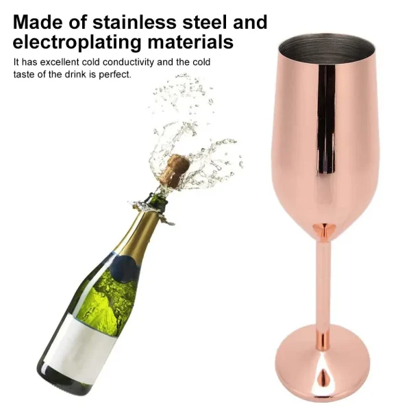 220ml Stainless Steel Goblet Champagne Cup Wine Glass Cocktail Flutes Cup Metal Wine Glass Bar Restaurant Beer Whiskey Drinkware 5