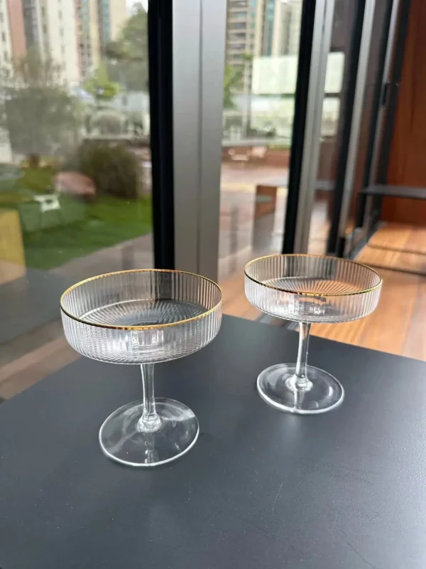 Nordic Gold Edge Glass Cup Transparent Cocktail Glass Yogurt Dessert Cups for Champagne Weddings Festive Parties Drinkware 2