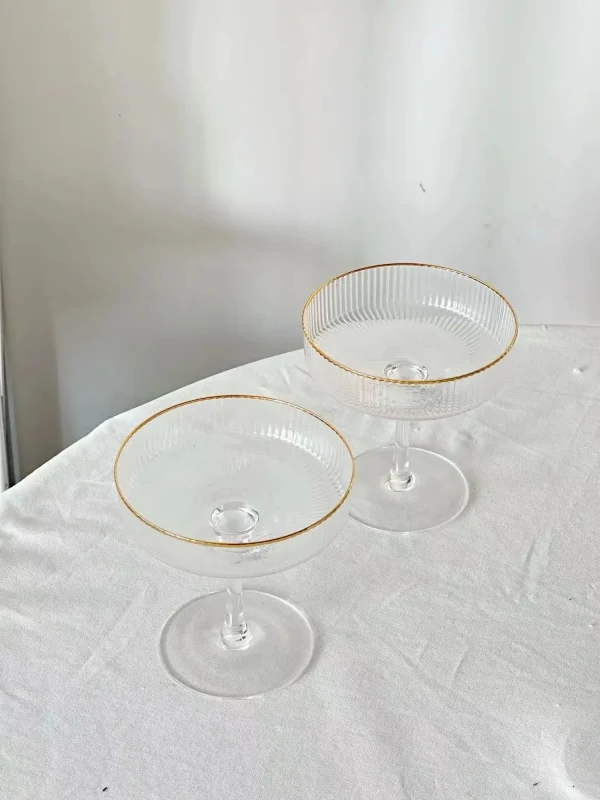 Nordic Gold Edge Glass Cup Transparent Cocktail Glass Yogurt Dessert Cups for Champagne Weddings Festive Parties Drinkware 3