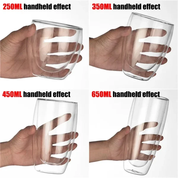 Transparent Glass Coffee Cup Milk Whiskey Tea Beer Double Creative Heat Resistant Cocktail Vodka Wine Mug Tumbler Drinkware Gift 5