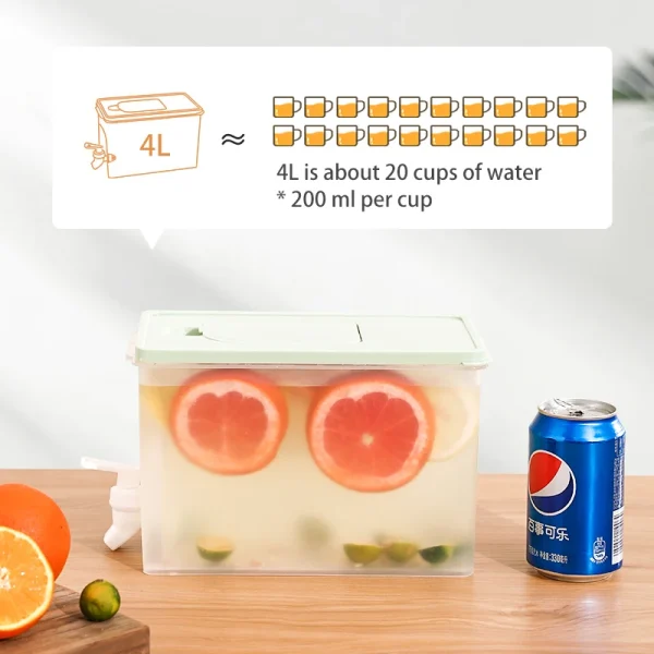 4L Cold Kettle Refrigerator With Faucet Household Lemonade Bottle Drinkware Cold Water Container For Kitchen Cool Water Bucket 4