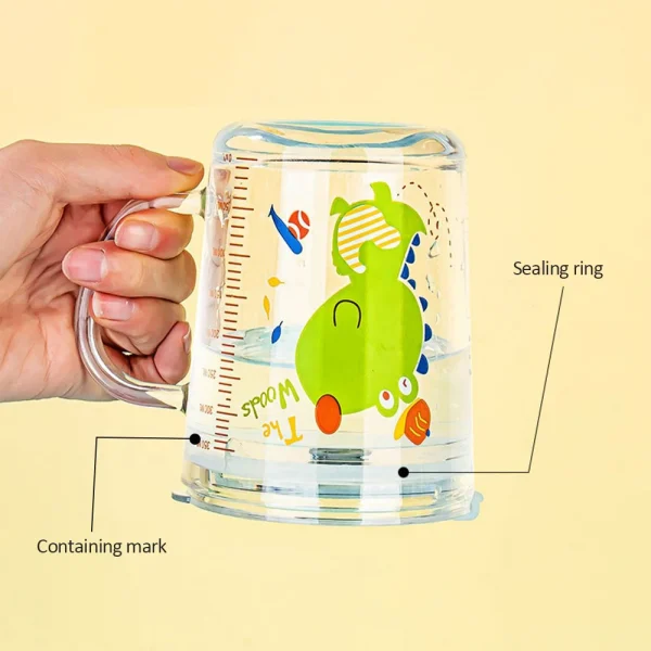 350ml Cute Unicorn Children Milk Cup With Scale Transparent Breakfast Cup With Straw Lid Cartoon Glass Cup For Kids Drinkware 4